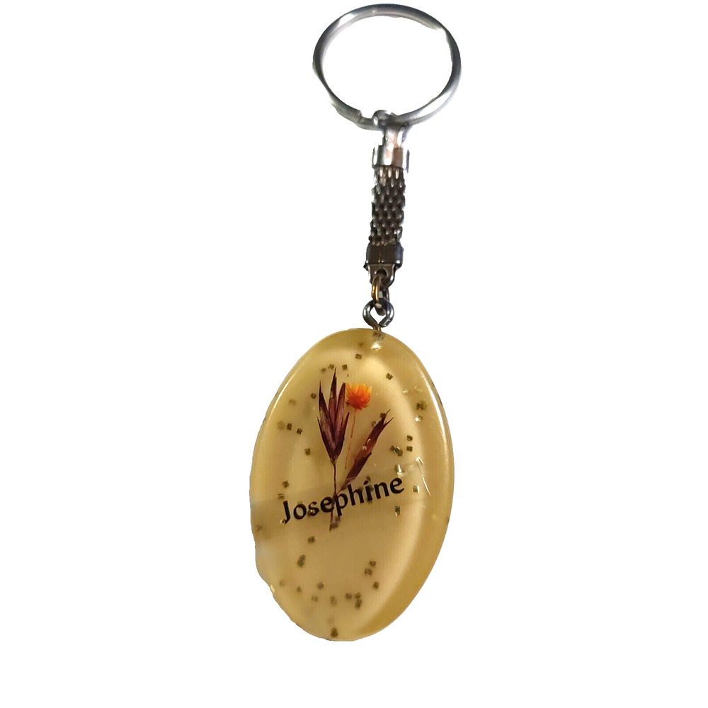 Vintage Josephine Keychain Acrylic Light Pink Flower Sparkle
